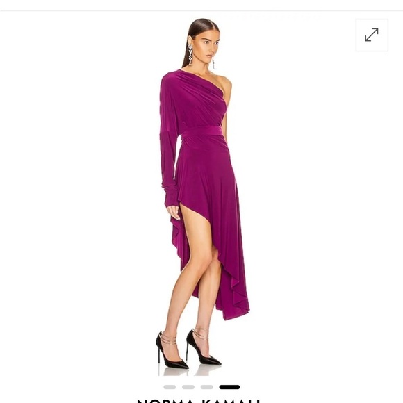 Norma Kamali Raspberry All In One Hi-Low Dress Sz LR - Picture 1 of 15